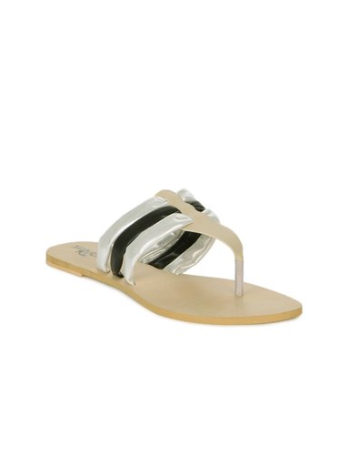 Portia Women Sliver & Black Sandals